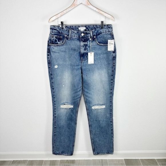 Good American Good '90s Icon Jeans Straight Leg Indigo 065 Size 12 / 31 - Picture 2 of 10